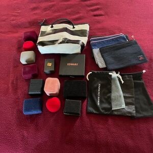 Sephora make-up case, zippered pocket bags, draw string bags, and ring cases